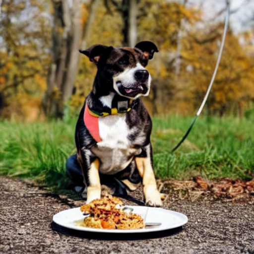 034_a dog with a plate of food on the ground.png